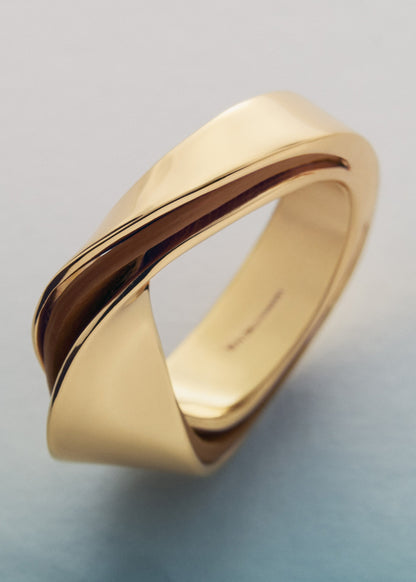 Bague Ormé - Dorée Cuir Camel