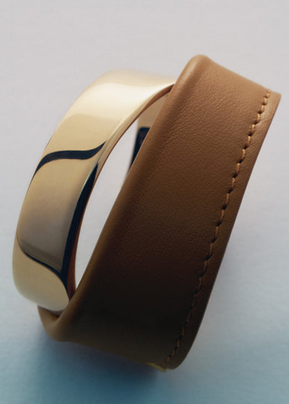Manchette Ormé - Dorée Cuir Camel