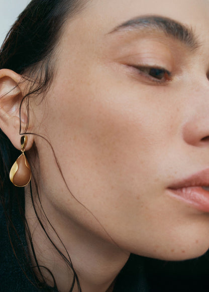 Boucles d’oreilles Ormé - Dorée Cuir Camel