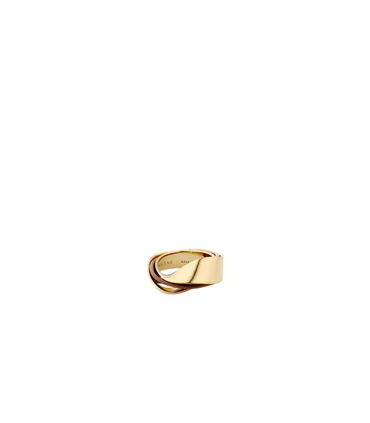 Bague Ormé - Dorée Cuir Camel